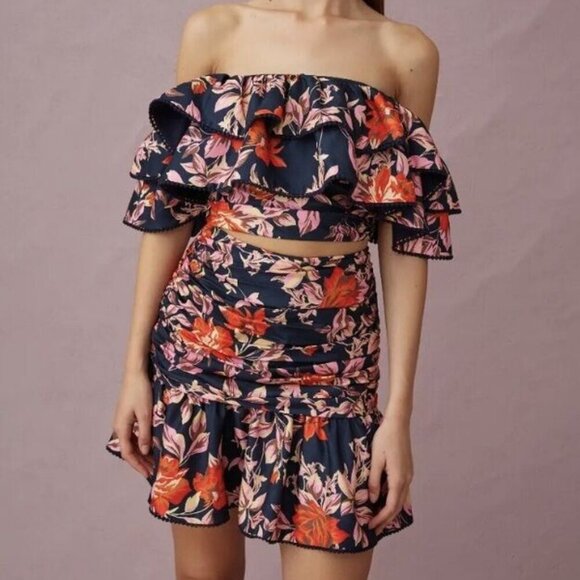 Keepsake the Label Real Love Black Floral Ruffle Blouse Crop Top Size Small NWT - Picture 3 of 13